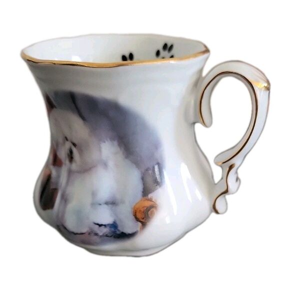 FIELDER KEEPSAKES Coffee/Tea Cup Fine Porcelain Bichon Frise Gold Edge 4" x 5" - Picture 8 of 9